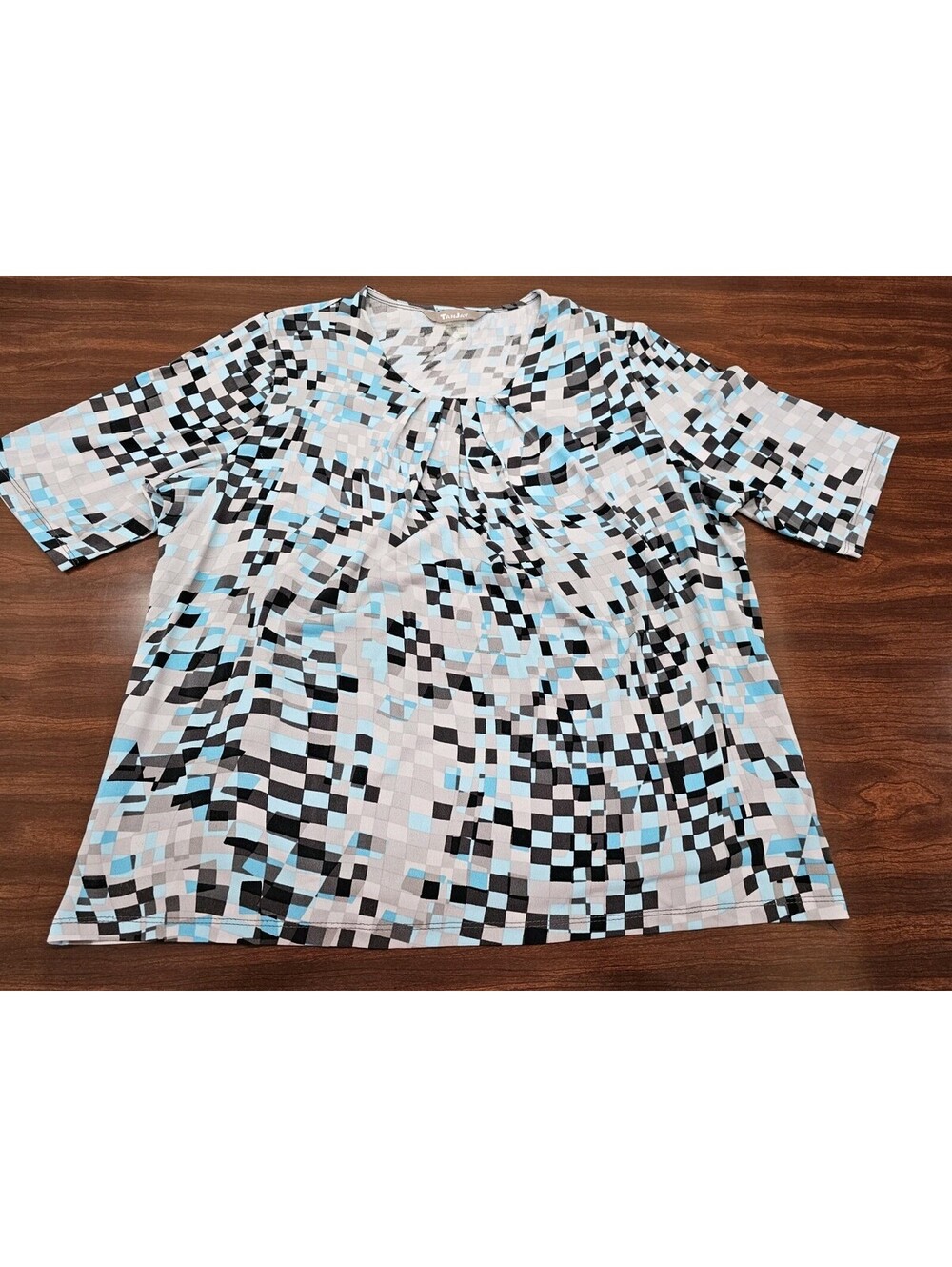 TanJay Women's Large Geometric Print Blouse Stretch Casual Everyday Comfort